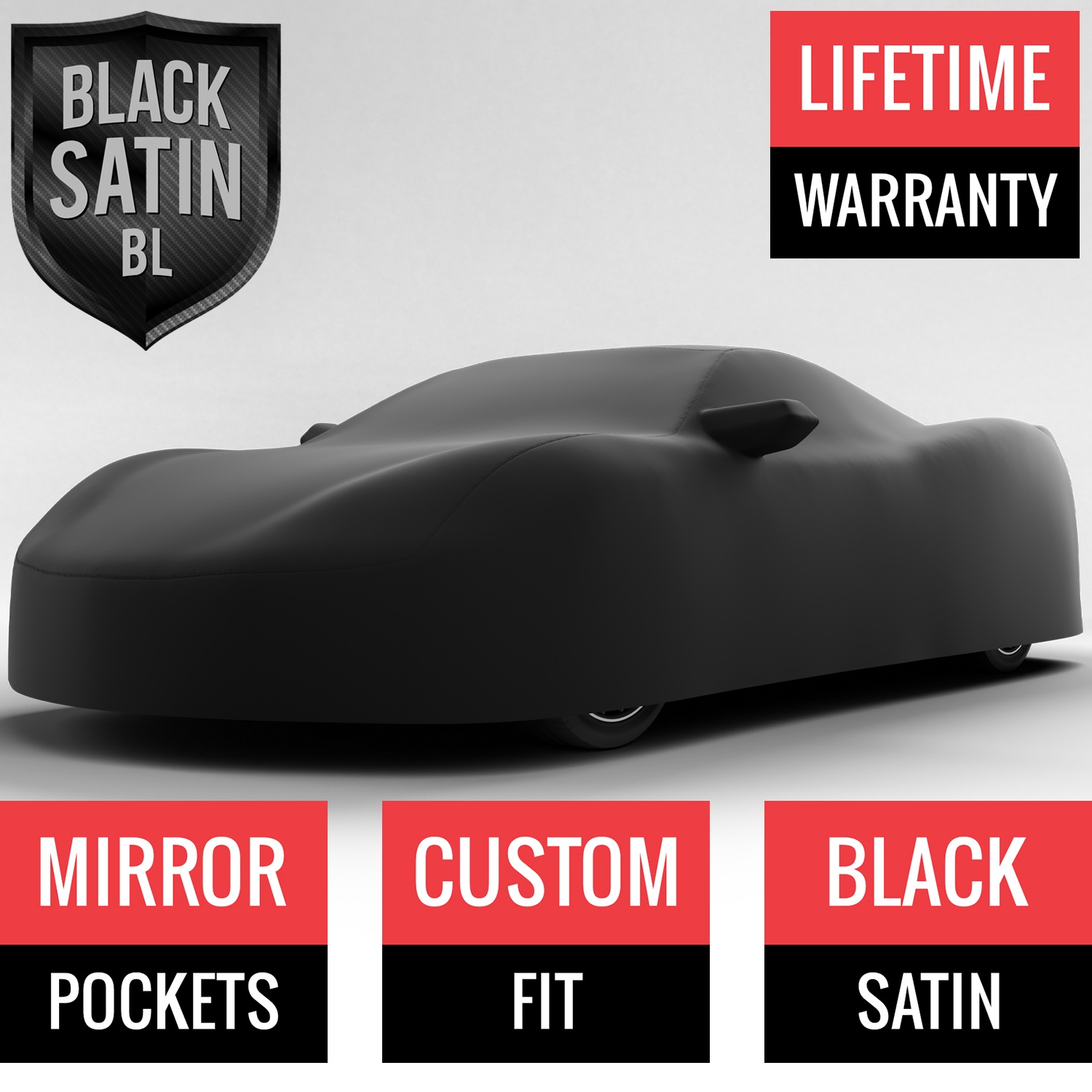 Black Satin BL - Black Car Cover for Chevrolet Corvette 2022 Convertible 2-Door