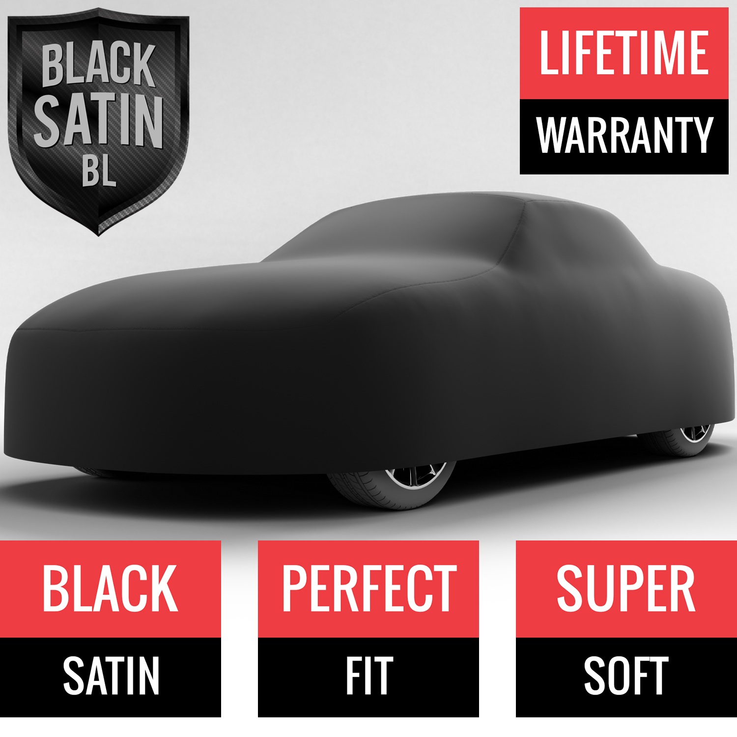 Black Satin BL - Black Car Cover for Maserati Spyder 1987 Convertible 2-Door